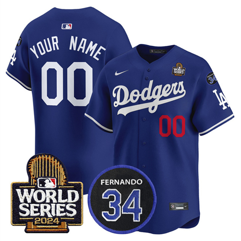 Men's Los Angeles Dodgers ACTIVE PLAYER Custom Royal 2024 World Series With Fernando Memorial Patch Limited Stitched Baseball Jersey Men's Los Angeles Dodgers ACTIVE PLAYER Custom Royal 2024 World Series With Fernando Memorial Patch Limited Stitched Baseball Jersey